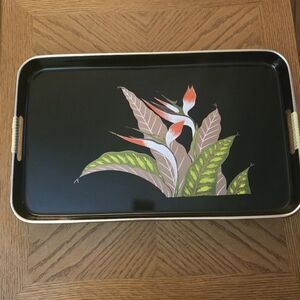 Japanese Black Laquerware Tray 70s